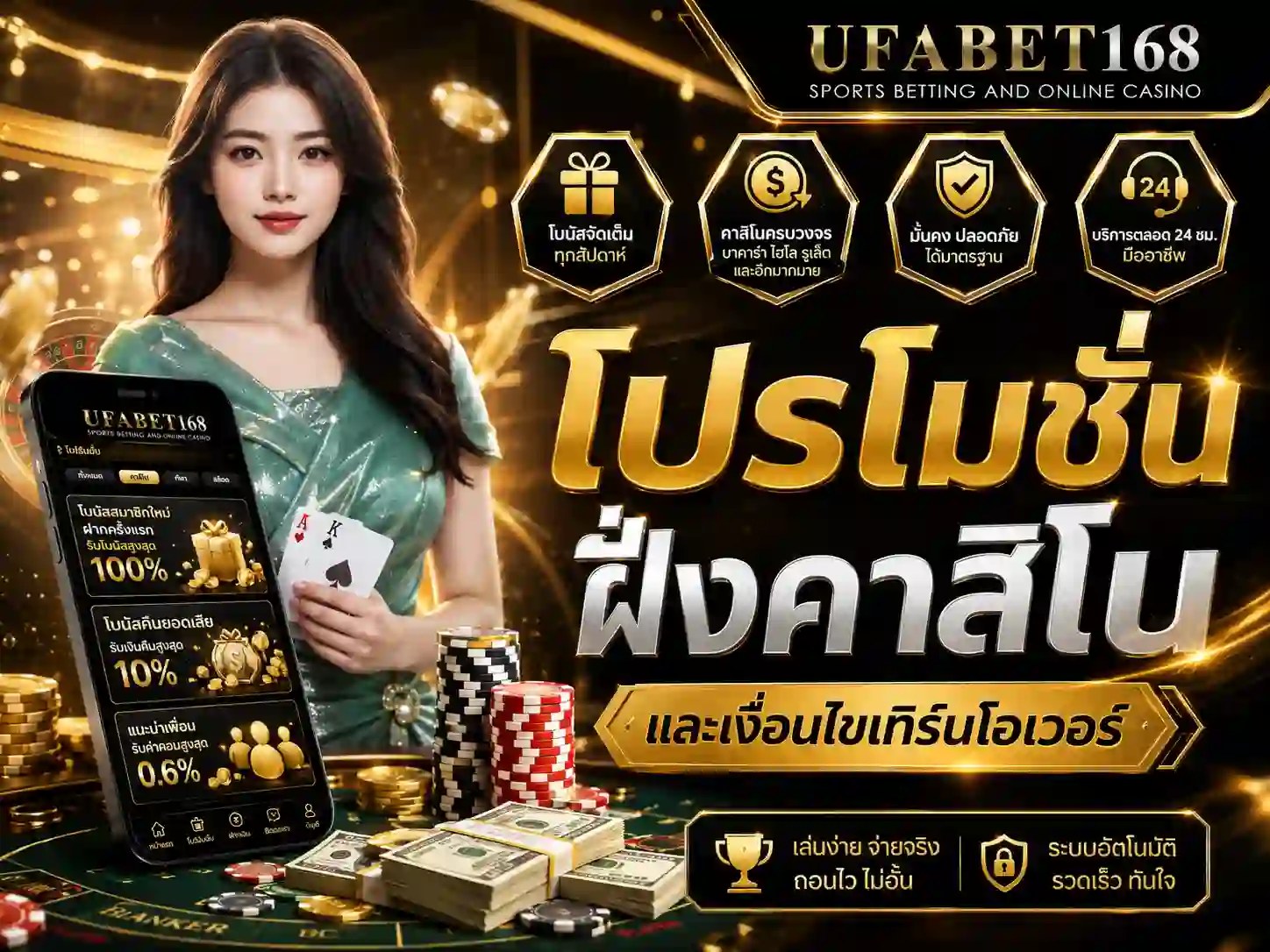 บาคาร่าออนไลน์ UFABET168 คาสิโนสดเว็บตรง ครบทุกค่าย ฝากถอนออโต้