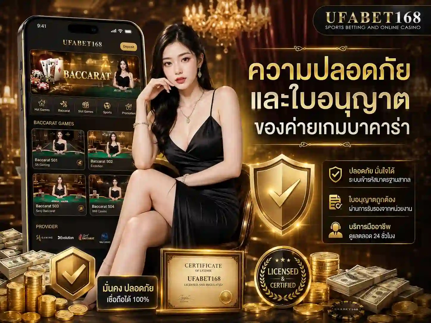 บาคาร่าออนไลน์ UFABET168 คาสิโนสดเว็บตรง ครบทุกค่าย ฝากถอนออโต้